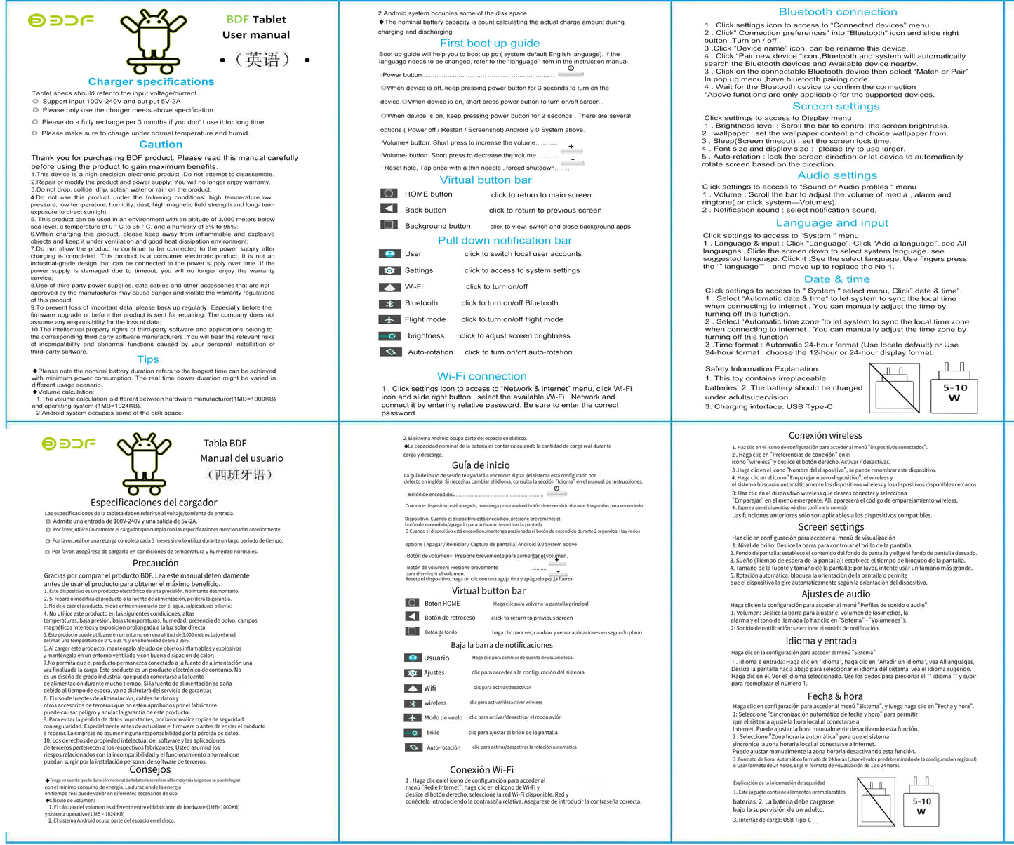 BDF 7 Inch Kid Tablet Android 13, 4GB RAM 64GB ROM,1TB Expand,5G WiFi,4000MAH Battery,Dual Camera, Children's Gift Kids Software