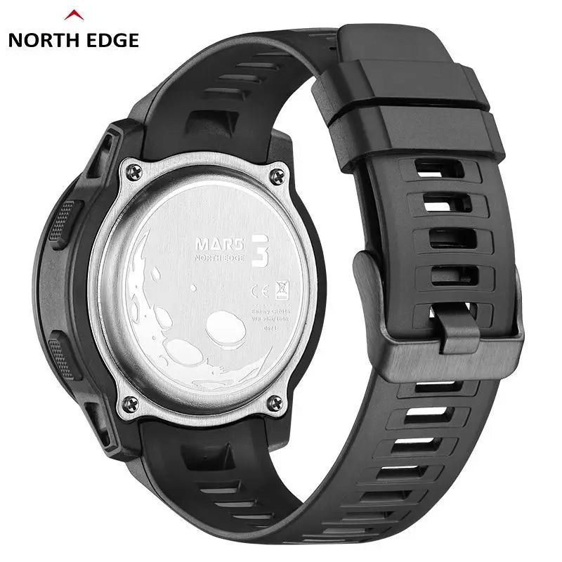NORTH EDGE Mars3 Men's Military Watch Digital Carbon Fiber Case For Man Waterproof 50M Sports Watches World Time