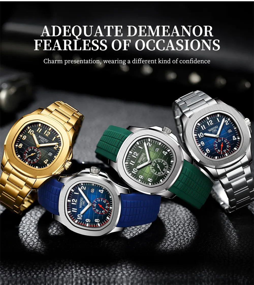 NIBOSI Brand Luxury Mens Watch Waterproof Luminous Digital Design Quartz Watch Casual Belt Date Watches For Men reloj hombre
