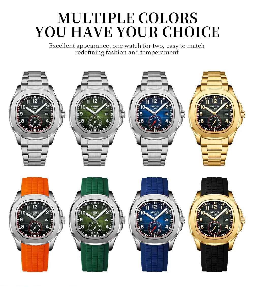 NIBOSI Brand Luxury Mens Watch Waterproof Luminous Digital Design Quartz Watch Casual Belt Date Watches For Men reloj hombre