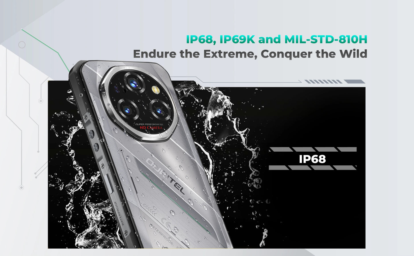 Oukitel WP62 5G Rugged Smartphone 48GB(16+32) +512GB, 6.6" FHD+ 108MP Camera Mobile Phone, 11000mAh 33W, Android 15 Cellphone