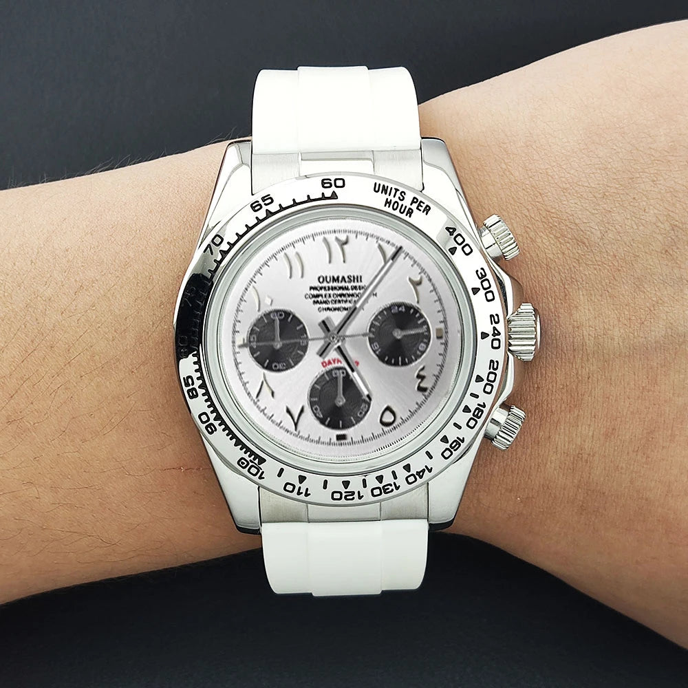 39.3mm VK63 Men's watch Arabian Dial customized Men's watch Luxury Quartz watch man VK63 Sport Chronograph Sapphire Glass watch