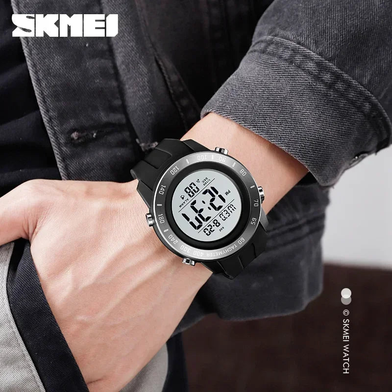 SKMEI 1524 2 Time LED Digital Wristwatches Mens Waterproof Chrono Count Down Male Hour montre homme Big Dial Sport Men Watch
