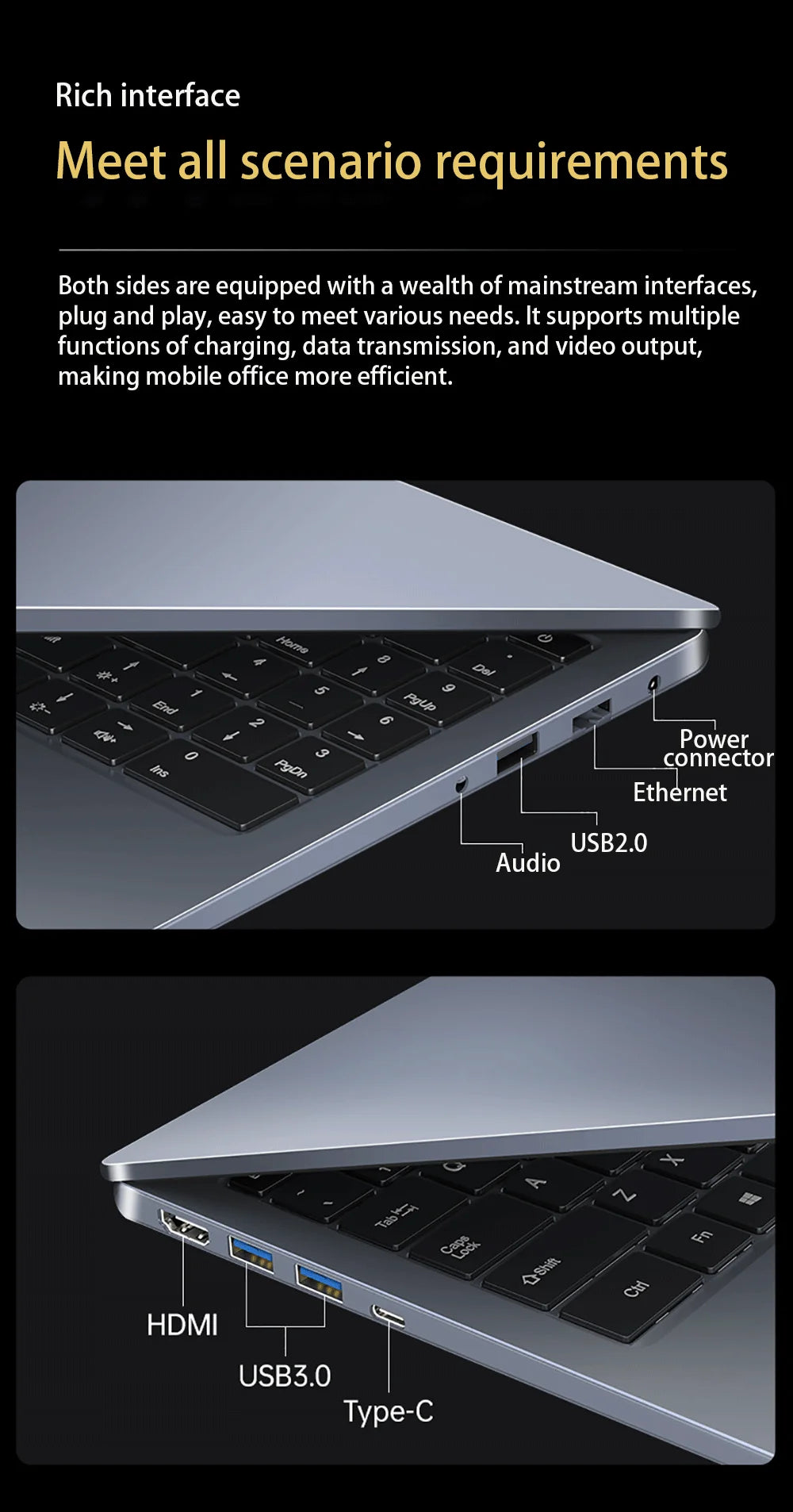 15.6 inch Laptop Intel Core i7-1255U i9-12900H Ultrabook Computer 2*DDR4 MAX 64GB RAM 2*M.2 2TB SSD Notebook Fingerprint unlock