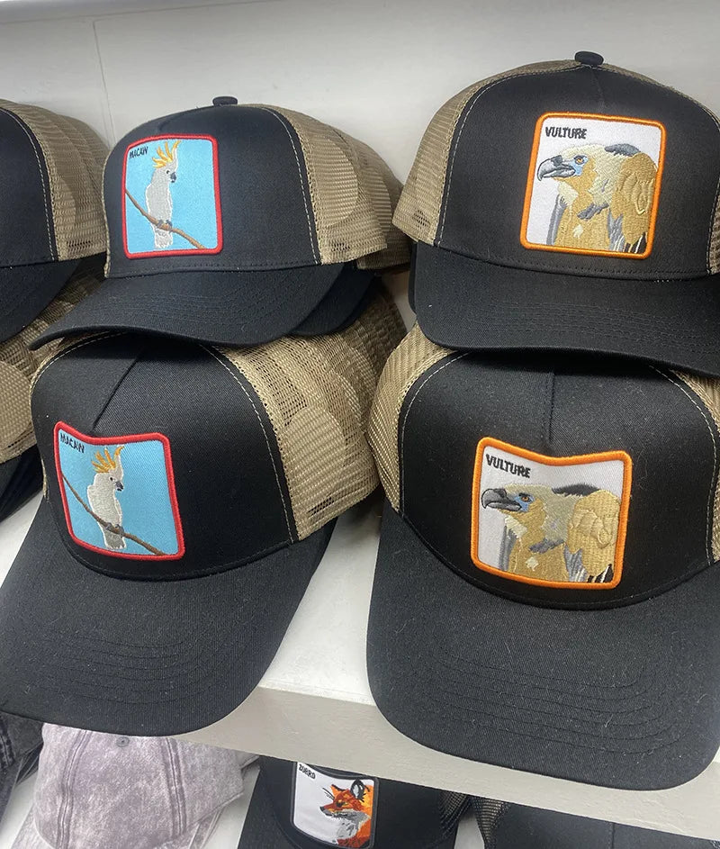 2025 New Design Animal Baseball Cap Good Quality Embroidery Fish Bird Turtle Visor Hats Sun Protection Mesh Hats