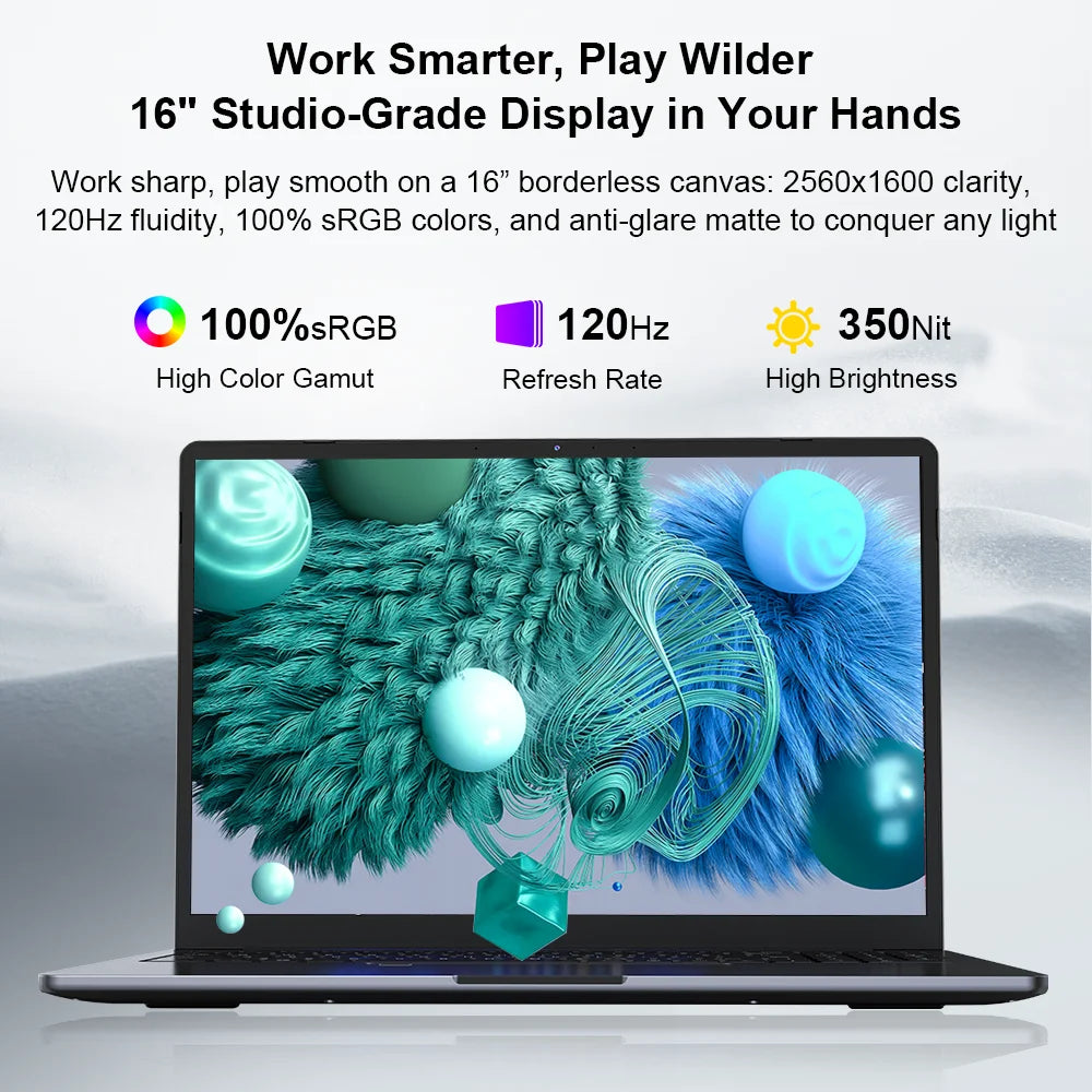 Ninkear A15 Pro Laptop AMD Ryzen 5 5500U 16 inch 120Hz 2560*1600 Display Screen 16GB 512GB Fingerprint Unlock Notebook Computer