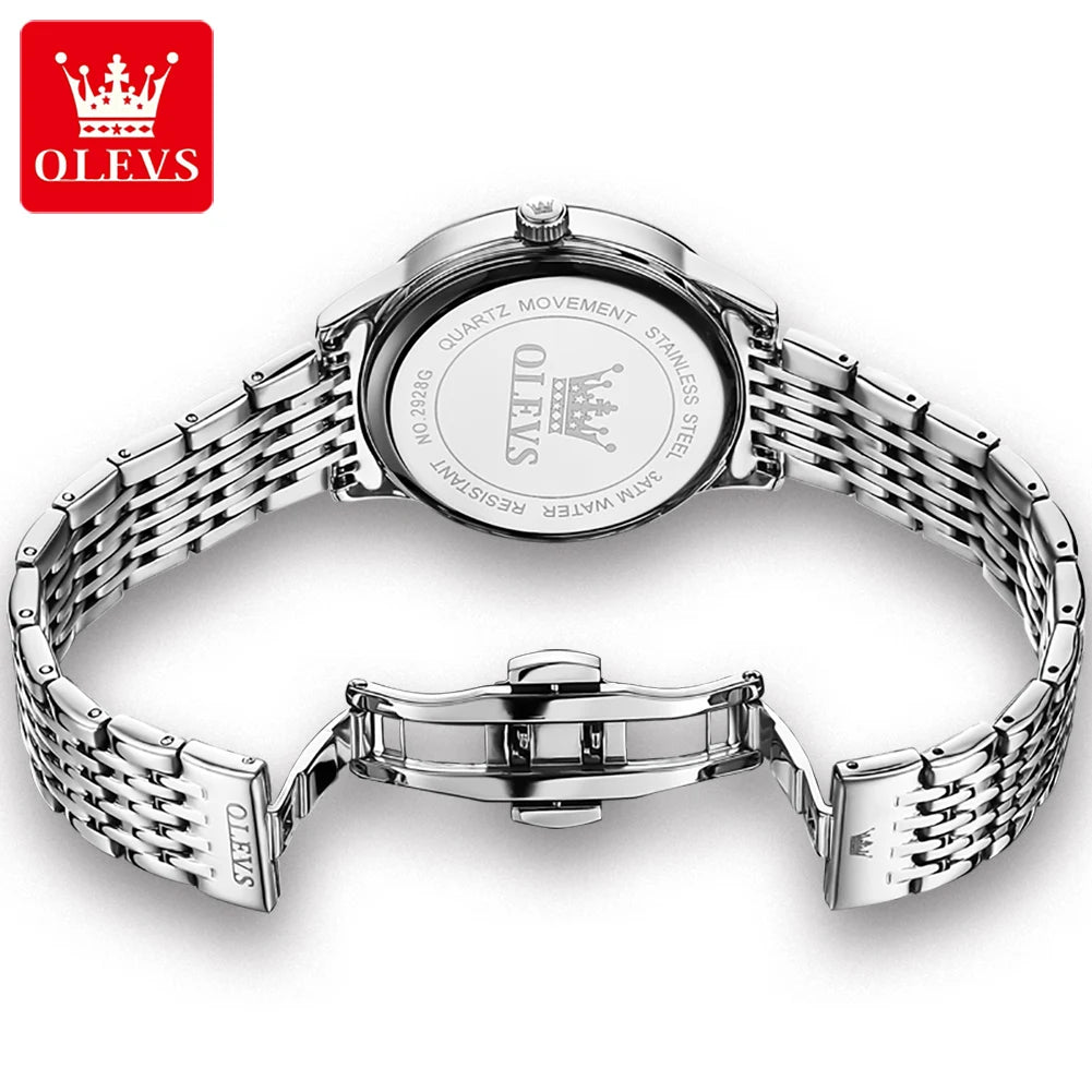 OLEVS Men's Watches Fashion Simple Calendar Week Luminous Waterproof Steel Strap Man Watch Original Quartz Watches for Men 2929