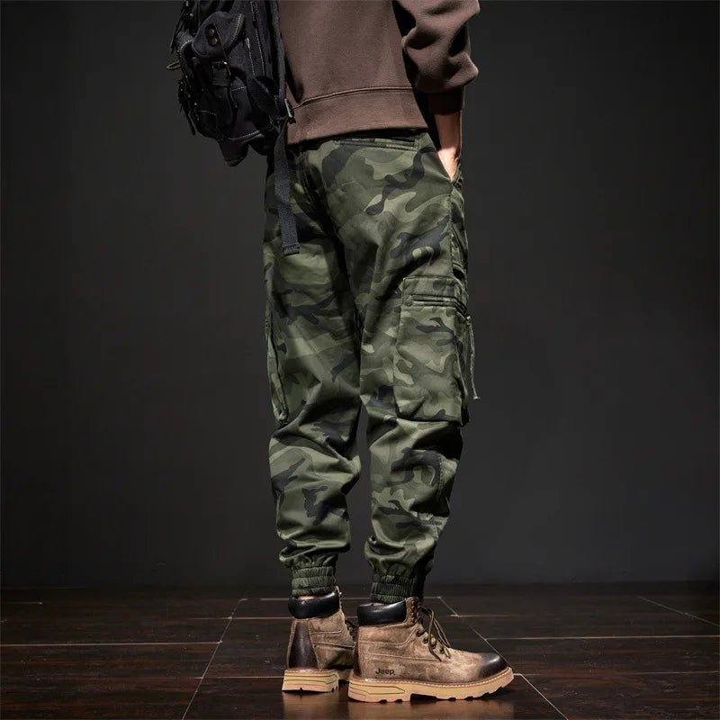 2025 NewMen's Fleece-Lined American Camouflage Casual Multi-Pocket Loose Zipper Jogger Pants Autumn Youth Trendy Workwear
