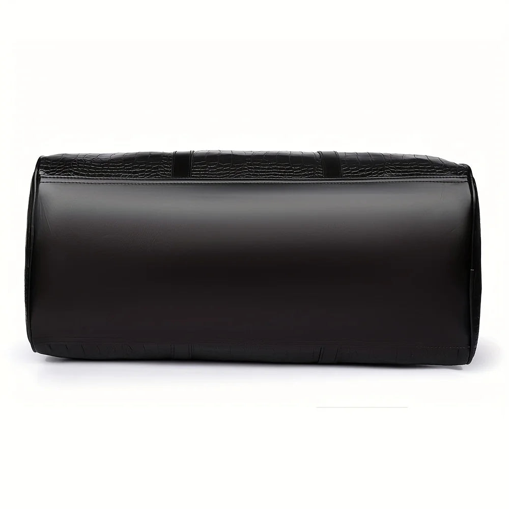 Large Capacity Retro Crocodile-Textured Duffel Bag with Adjustable Shoulder Strap, Stylish Gym, Weekender & Overnight Bag