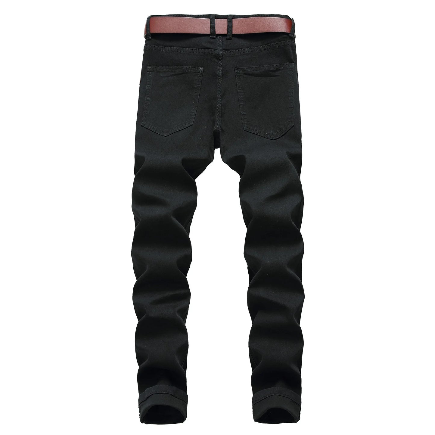 2025 Hole Denim Pants Men's Tide Brand Ruined Hole Jeans Solid Slim All-match High Street Hip Hop Trousers Red White Large Size
