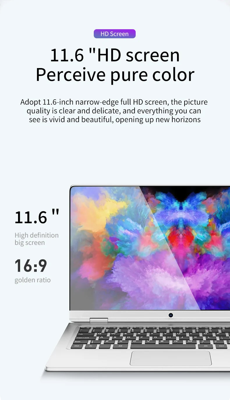 11.6 Inch Touch Screen Notebook 2 in 1 Windows 11 Pro Intel N4020 Tablet PC Computer 8GB DDR4 128GB 256GB 512GB SSD study Laptop