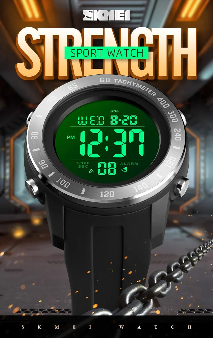 SKMEI 1524 2 Time LED Digital Wristwatches Mens Waterproof Chrono Count Down Male Hour montre homme Big Dial Sport Men Watch