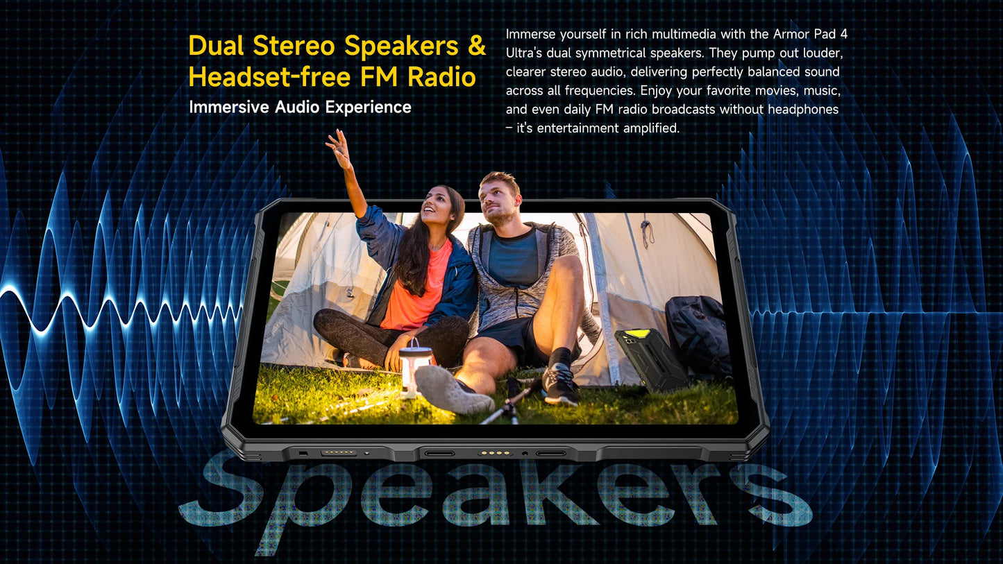 5G Rugged Tablet Ulefone Armor Pad 4 Ultra IP68/IP69K LED Light 11800mAh Battery,fast charging 16GB+256GB 50MP