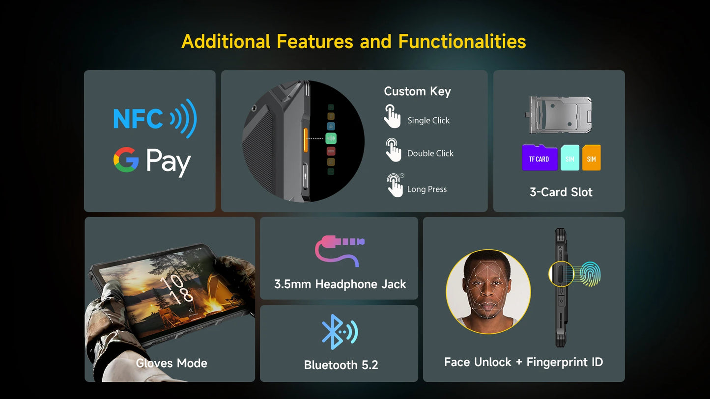 5G Rugged Tablet Ulefone Armor Pad 4 Ultra IP68/IP69K LED Light 11800mAh Battery,fast charging 16GB+256GB 50MP