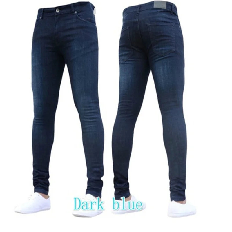 2024 Men Jeans Solid Pockets Stretch Denim Straight Pants Spring Summer Business Casual Trousers Daily Streetwear Men's Clothing