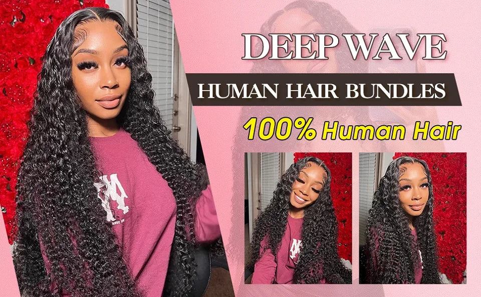 28 30 38 40Inch Deep Wave Curly Human Hair Bundles Long Virgin Curly Hair Malaysian Human Hair Extension Double Weft Wholesale