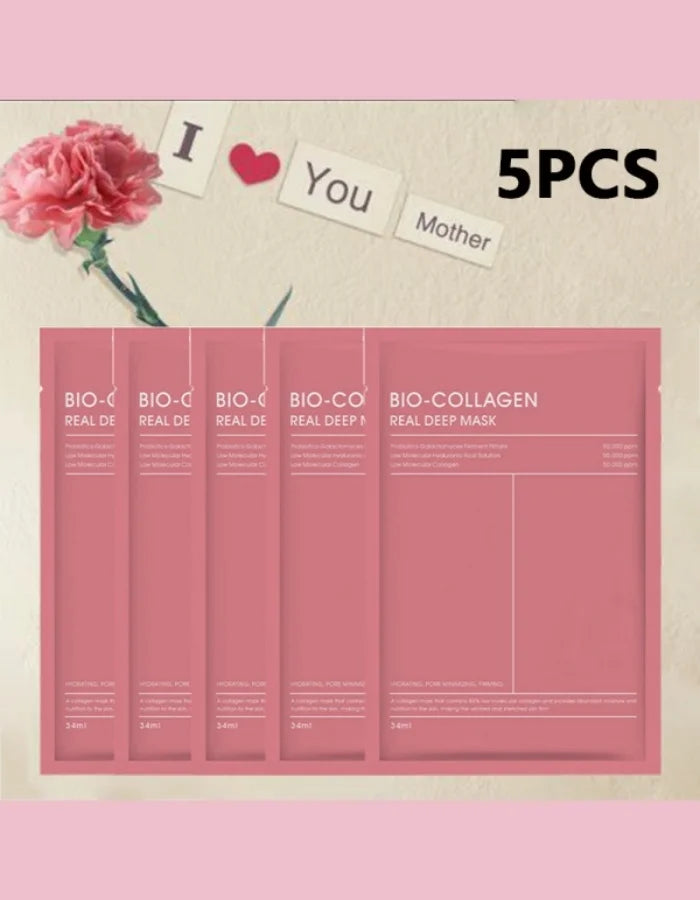 5pcs Collagen Sleeping Mask Set Hydrating Moisturizing Whitening Translucent Thin Smooth Tender Skin Nighttime Facial Care