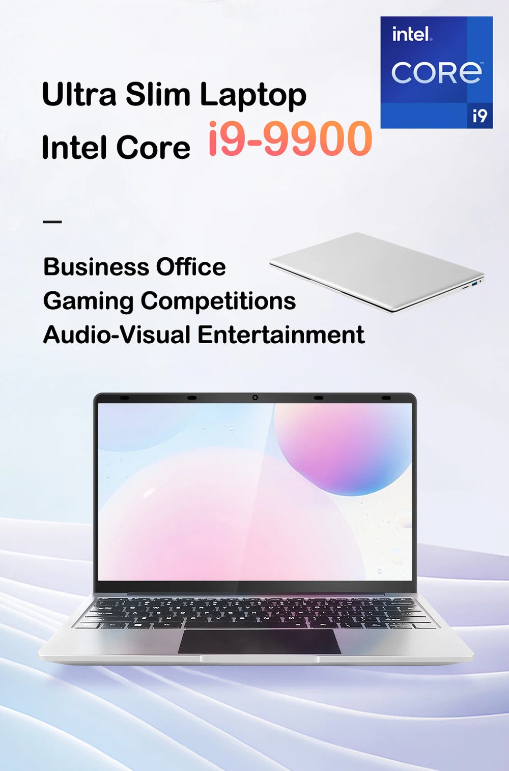 New 14.1" Laptop Intel Core i9-9900 32GB 2TB Gaming PC Ultra Slim Office Study Computer PC Windows 11 Pro 1920*1080 HD