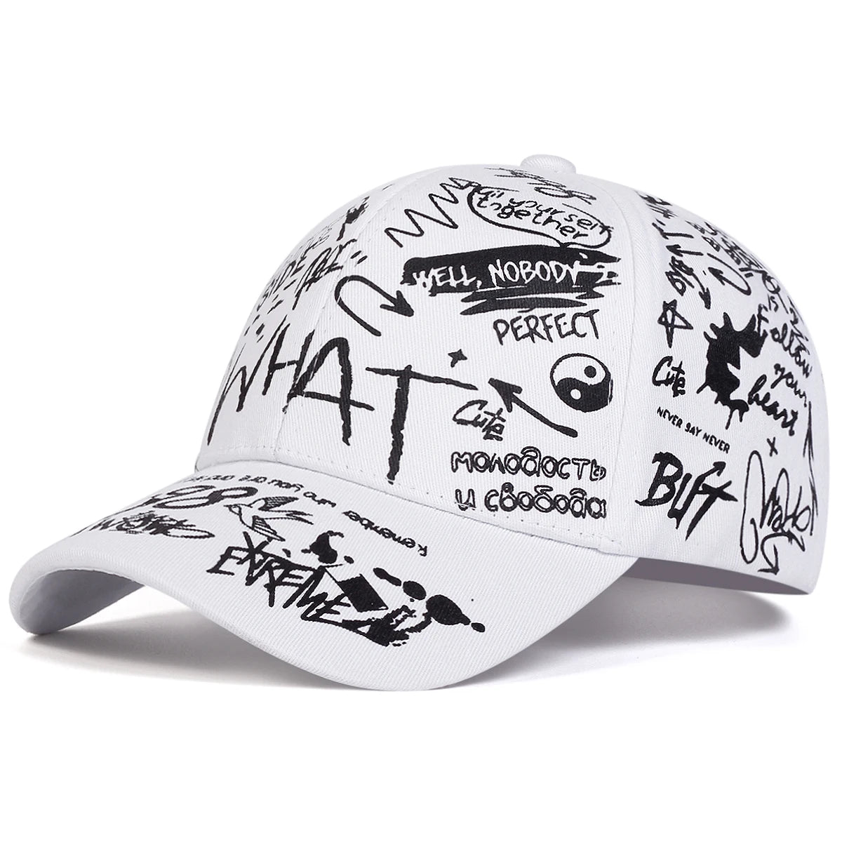 Unisex What Gossip Graffiti Print Baseball Caps Spring Autumn Outdoor Adjustable Casual Hats Sunscreen Hat