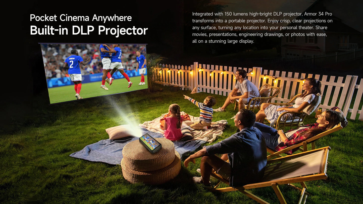 【World Premiere】Ulefone Armor 34 Pro 5G AI Rugged Phone 25500mAh Up to 32GB+512GB Built-in Projector 120Hz 6.95" NFC Smartphone