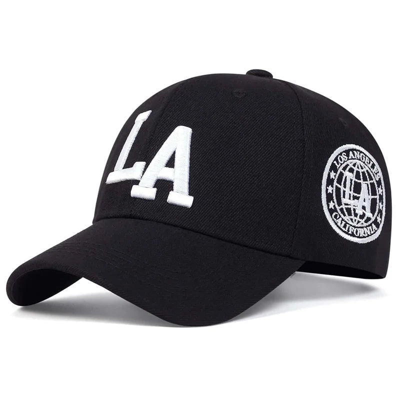 Unisex LA Letter Embroidery Snapback Baseball Caps Spring and Autumn Outdoor Adjustable Casual Hats Sunscreen Hat