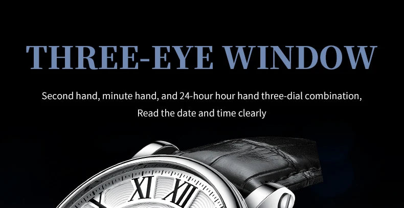 Fashion Mens Watches Top Brand Luxury Genuine Leather Strap Quartz Men's Watch Business Casual Date Chronograph Watch Men