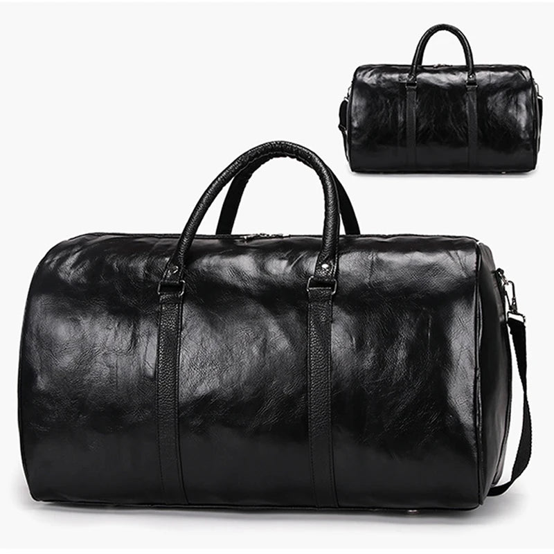 Unisex Large Capacity Waterproof Luggage Bag Portable Sport Weekend Bags Business Duffle Bag Soft Leather Travel Bag Suitcase