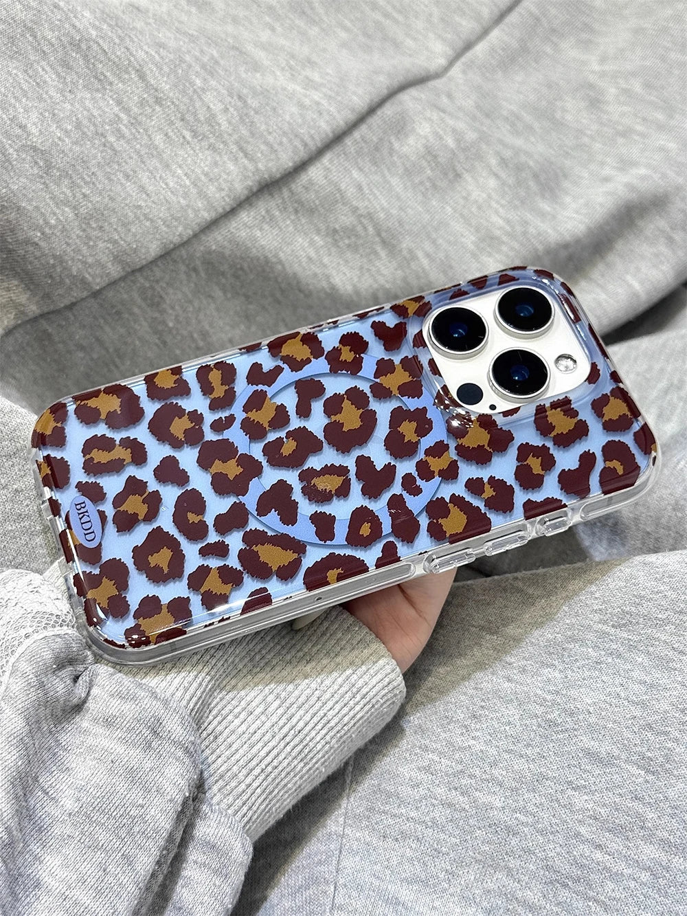 3D Luxury Leopard For Magsafe Grip Tok Phone Case for IPhone 17 16 15 13 Pro Max Wireless Charge Magnetic Stand Holder Cover