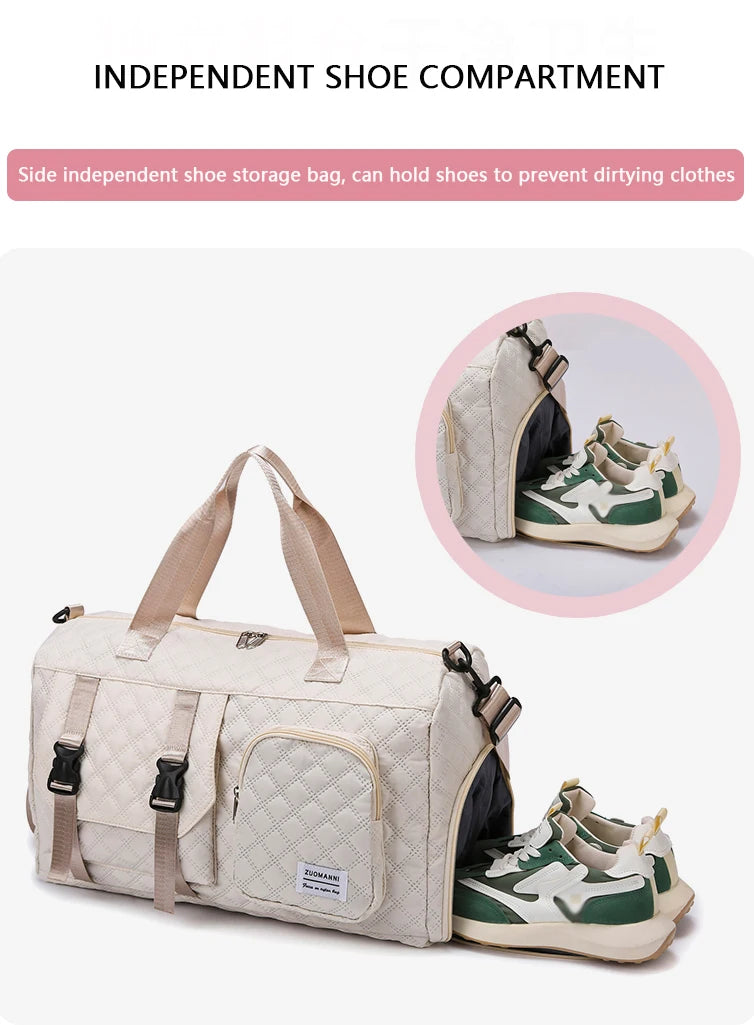 Durable Nylon Travel Duffle Bag, Portable Sports Gym Bag for Overnight Trips Shoulder Duffel Training Bag, Spacious Argyle