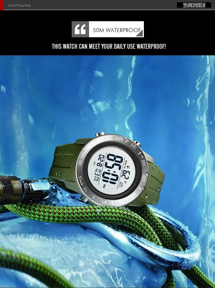 SKMEI 1524 2 Time LED Digital Wristwatches Mens Waterproof Chrono Count Down Male Hour montre homme Big Dial Sport Men Watch