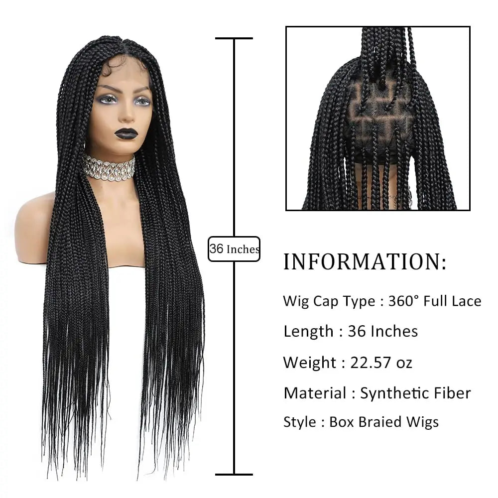 36'' Blonde Synthetic Long Cornrows Box Braided Full Lace Front Wig for Black Women Straight Lace Front Braiding Hair Wig