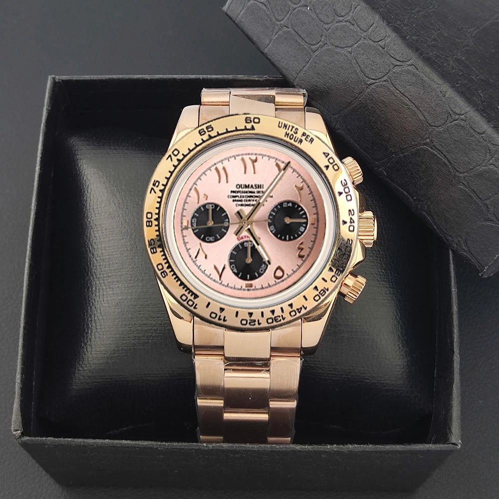 39.3mm VK63 Men's watch Arabian Dial customized Men's watch Luxury Quartz watch man VK63 Sport Chronograph Sapphire Glass watch