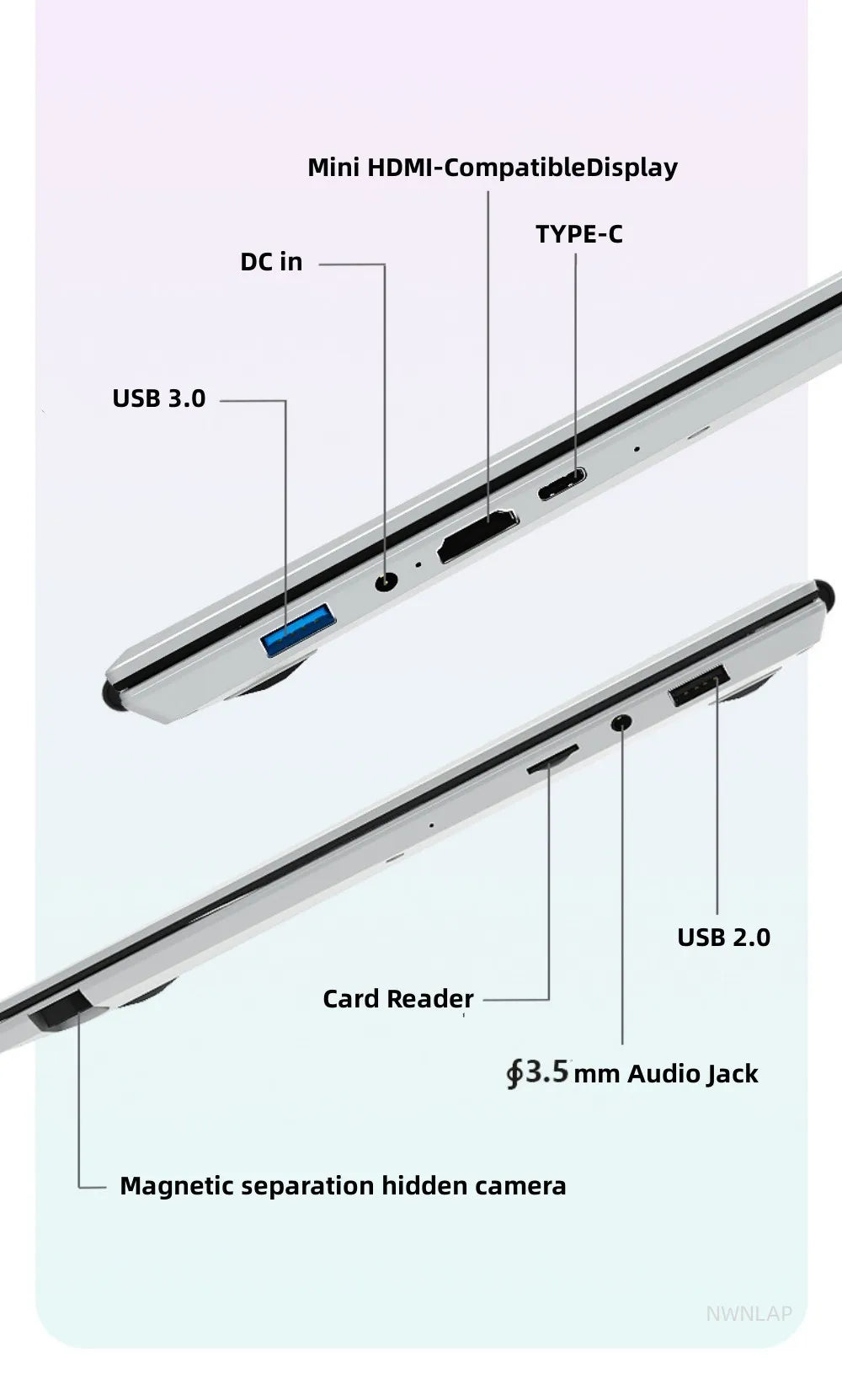 New Arrivals 12th Generation Intel N100 Dual Screen Laptop Gaming Laptop 15.6inch 2K LCD+7inch IPS Touch Screen PC Portable
