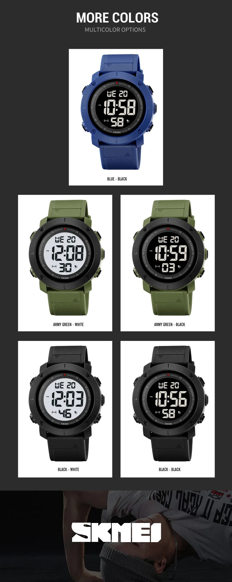 SKMEI 2122 Men's Electronic Watch Sports Waterproof Glow Electronic Watch Multi functional Student LED Watch Men's