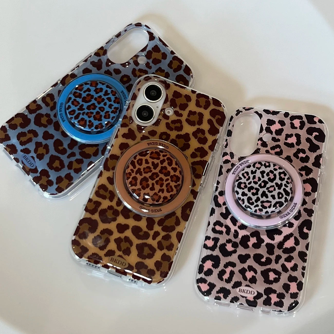 3D Luxury Leopard For Magsafe Grip Tok Phone Case for IPhone 17 16 15 13 Pro Max Wireless Charge Magnetic Stand Holder Cover