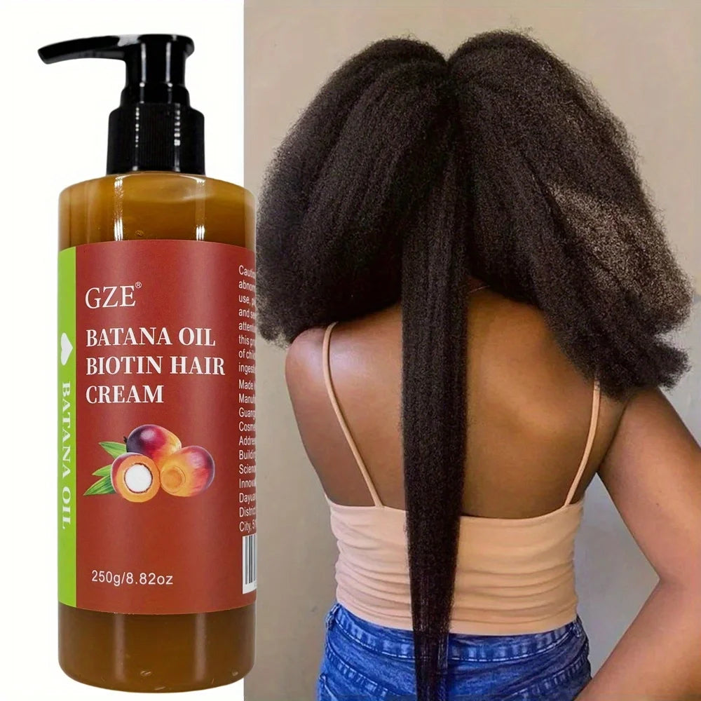 GZE Batana Oil Biotin Hair Cream Strong Hair Anti-Breakage Repair Split Ends Silky For Dry Hair