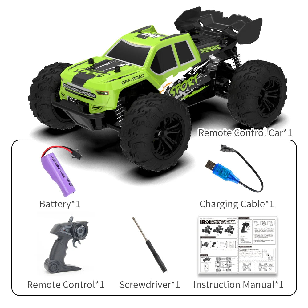 Rc Car High Speed with Light 2.4G Remote Control Racing Car Vehicle Truck 20KM/H Off-Road Climbing RC Toys for Kids Gift
