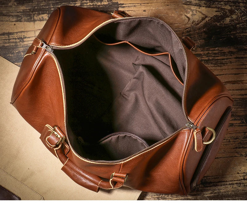 LUOKIR High Quality Men's Travel Bag Genuine Leather Luxury Luggage Bag Women's Weekend Duffle Bag Vintage Business Handbag