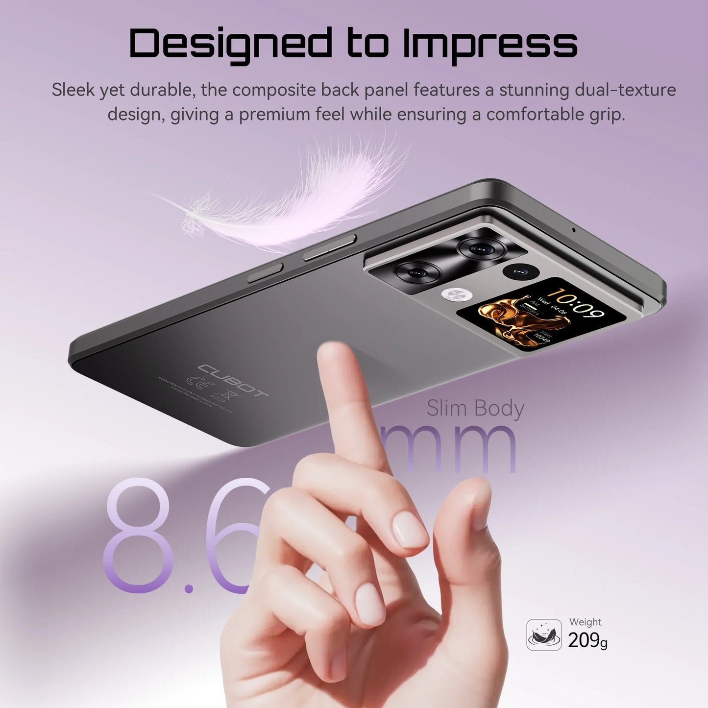 Smartphone Android 15 Cubot P90, 6.88-Inch 120Hz Screen, 24GB RAM+256GB ROM, G100 Octa-core, 2.2GHz, 64MP, 5100mAh,NFC, 4G Phone