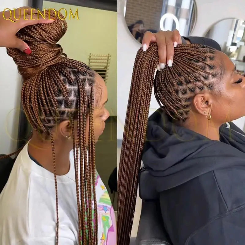 36'' Blonde Synthetic Long Cornrows Box Braided Full Lace Front Wig for Black Women Straight Lace Front Braiding Hair Wig