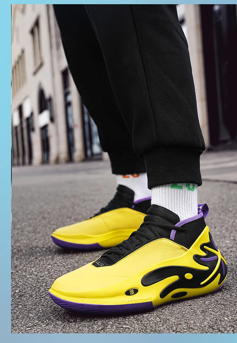 High-quality Men Basketball Shoes for Women Leather Basketball Sneakers Men Outdoor Rubber Anti Slip Sports Training Shoes Male