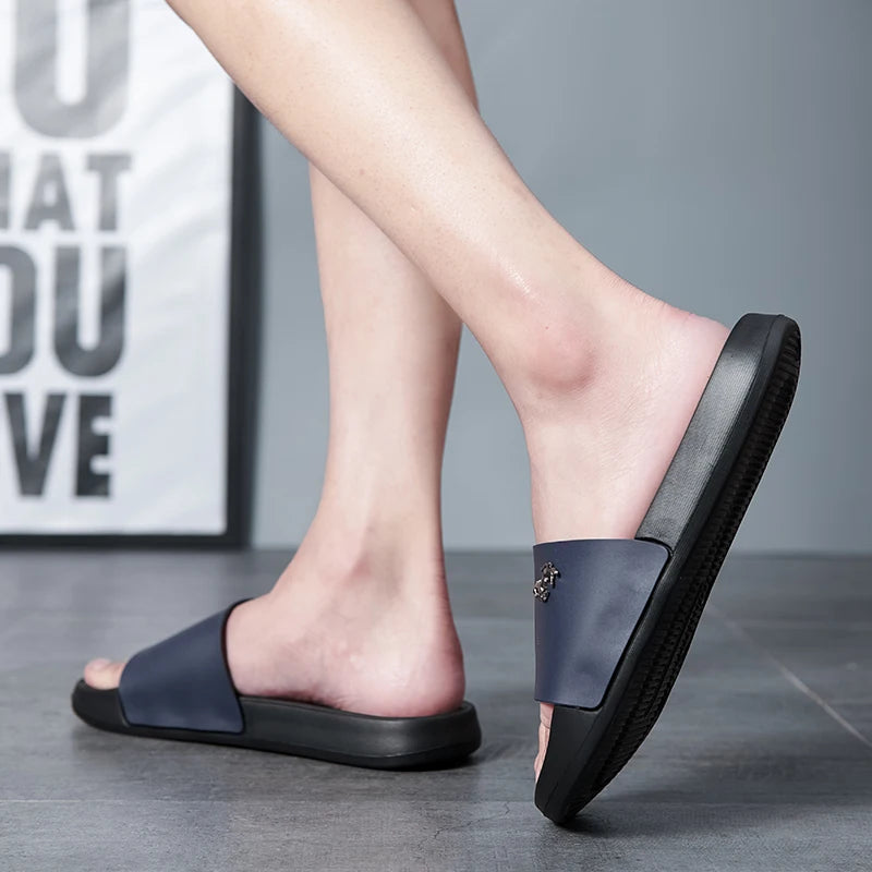 Men's Slide Sandals Soft Comfortable Non-Slip Slippers Indoor Outdoor Bathroom Beach Shoes Quick-Dry EVA Platform Lightweight