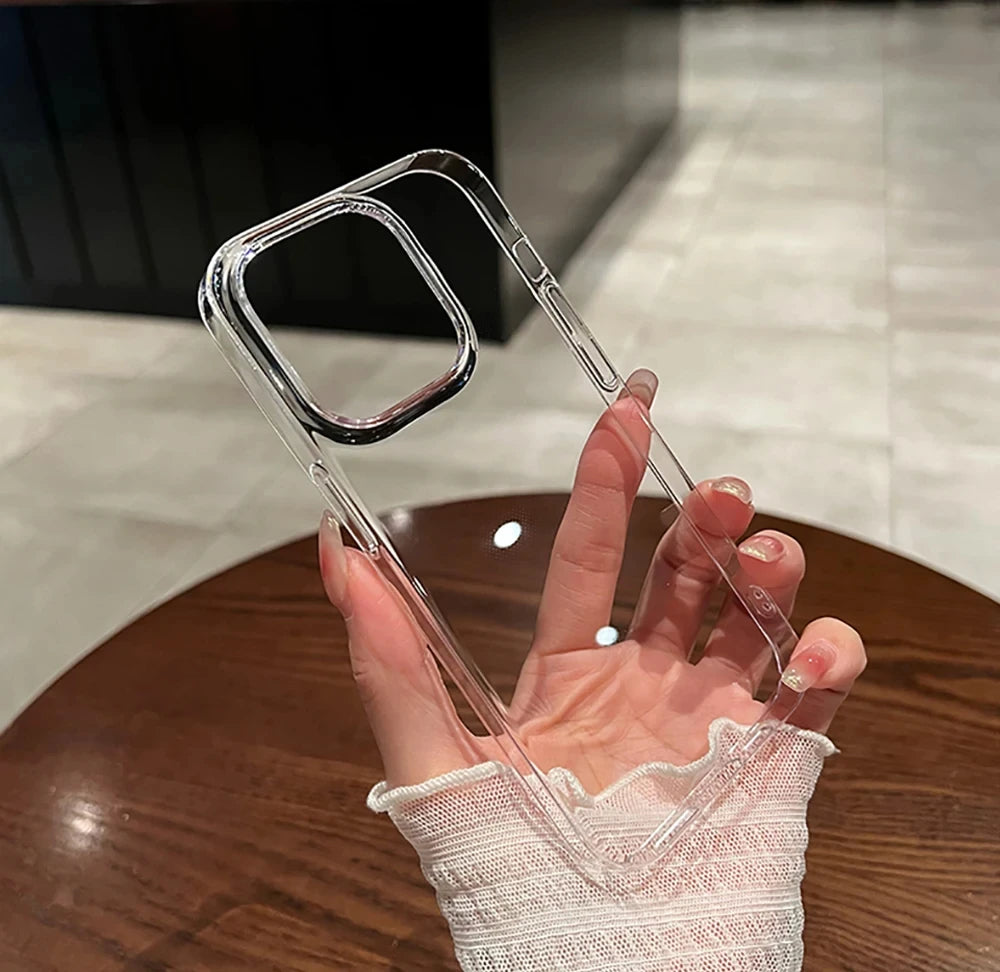 Luxury Shockproof Clear Bumper Cases For iPhone 16 15 14 13 12 11 Pro Max Plus Transparent Soft Acrylic Phone Cover Accessories