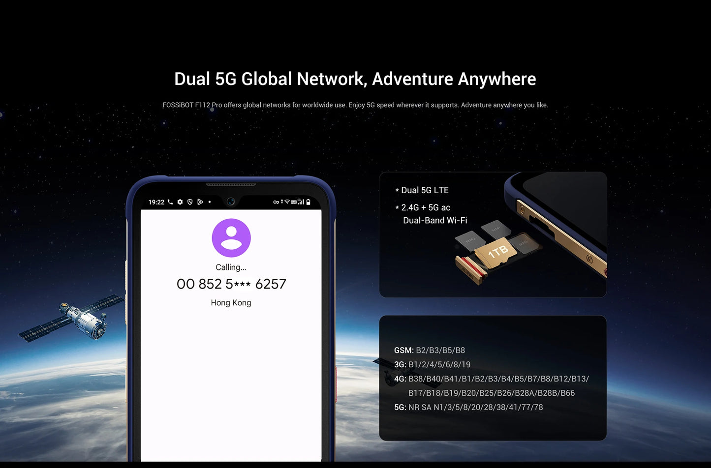 Fossibot F112 PRO 5G Rugged Smartphone 6.88" HD+ 7150mAh 24GB(8+16) 256GB Mobile Phone 50MP Environmentally Friendly Cellphone