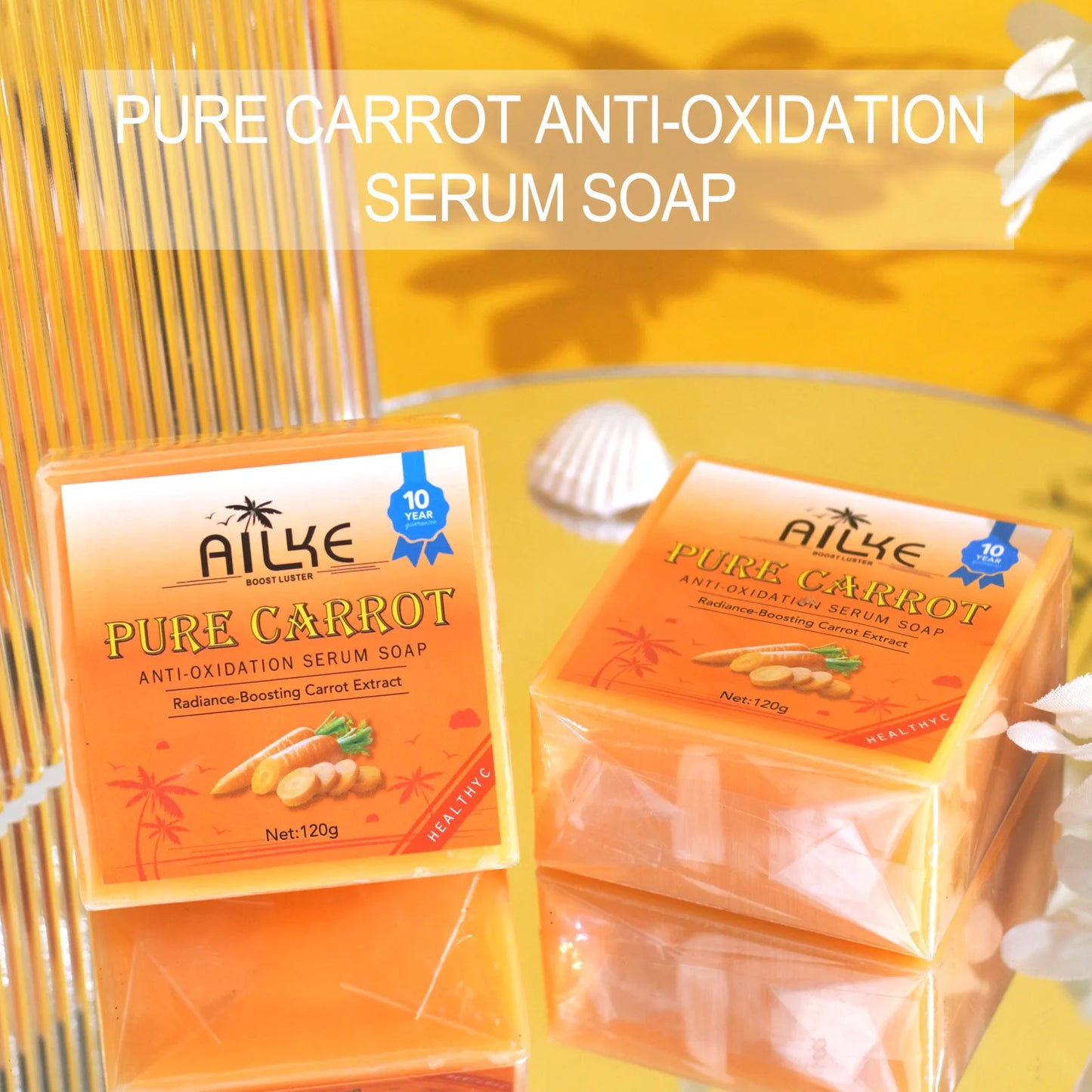 AILKE Pure Carrot Anti-Oxidation Serum Soap, Whitening, Clean Stains, Skin Brightening Soap Bar, With Vitamin C, For Body, Face