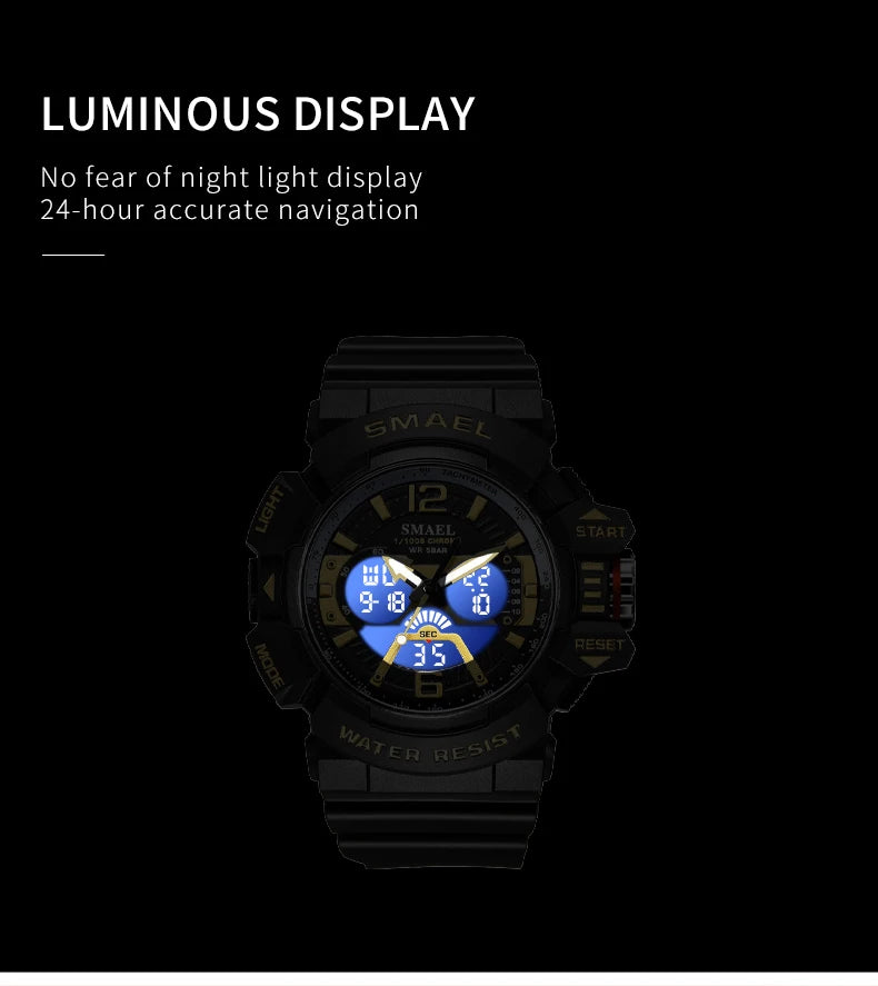 SMAEL Sport Watch for Men Waterproof Wristwatches Student Dual Display Digital Multi-function Stopwatch Clocks 8065 Male Watches