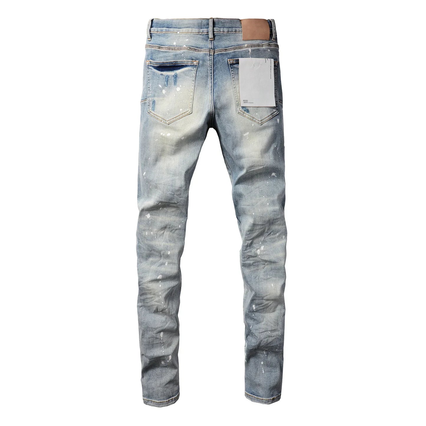 2025 Jeans Man's High Street Blue Ripped Distressed Skinny Jeans Low Rise Denim Trousers Fashion Repair Pants 9003