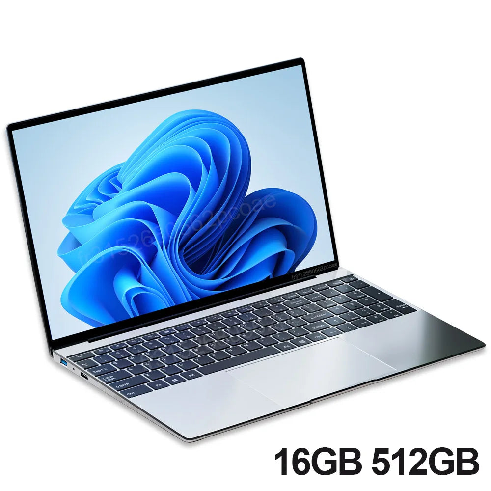 15.6" Ultra Slim Laptop 16GB RAM 2TB SSD Intel N3700 Notebook Gamer 1920*1080 Display Office Study Computer PC Windows 11 Pro