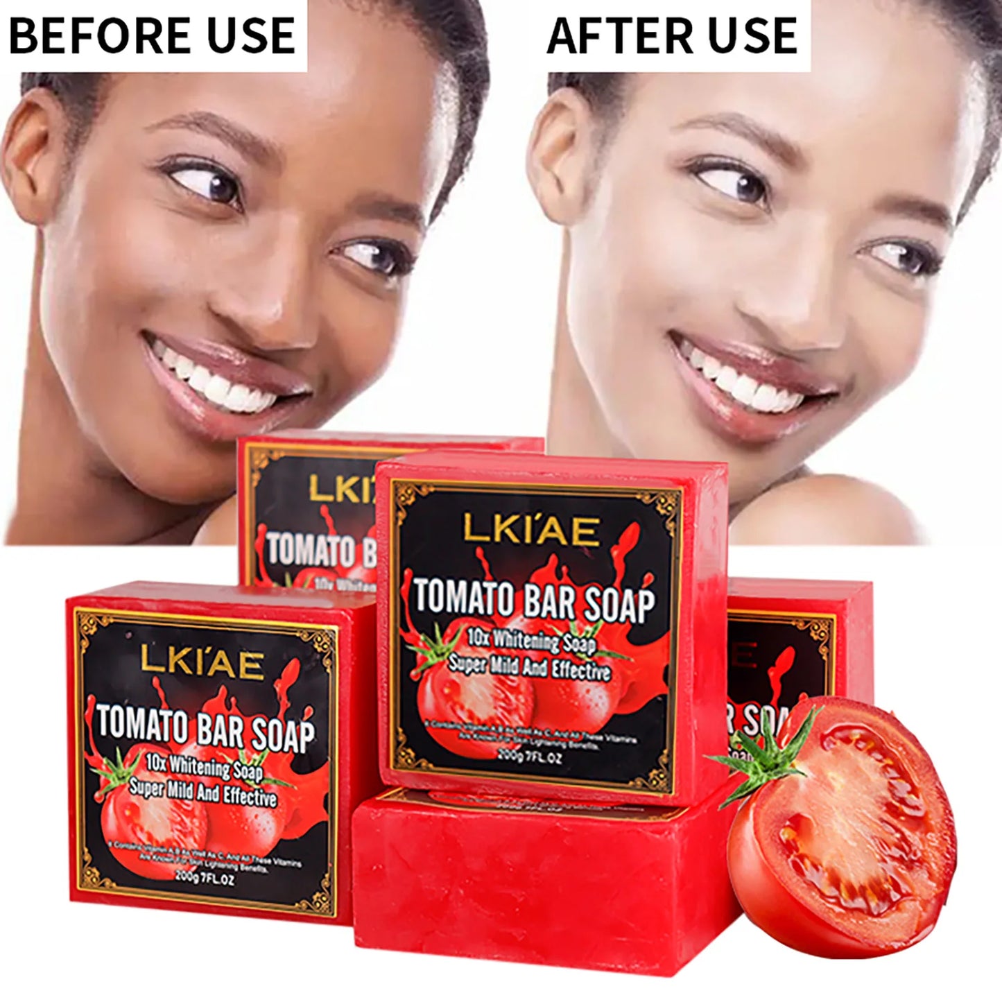 AILKE Organic Tomato Soap Bar, Lightening Skin, Deeply Clean, Exfoliate, Remove Dark Spots, Moisturizing, For Face and Body
