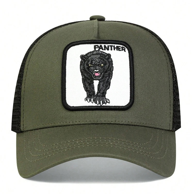 Unisex Leopard Embroidery Baseball Net Caps Spring and Summer Outdoor Adjustable Casual Hats Sunscreen Hat